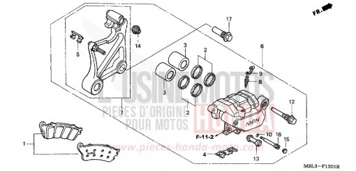 ETRIER DE FREIN ARRIERE (NT650V2/3/4/5) NT650V4 de 2004